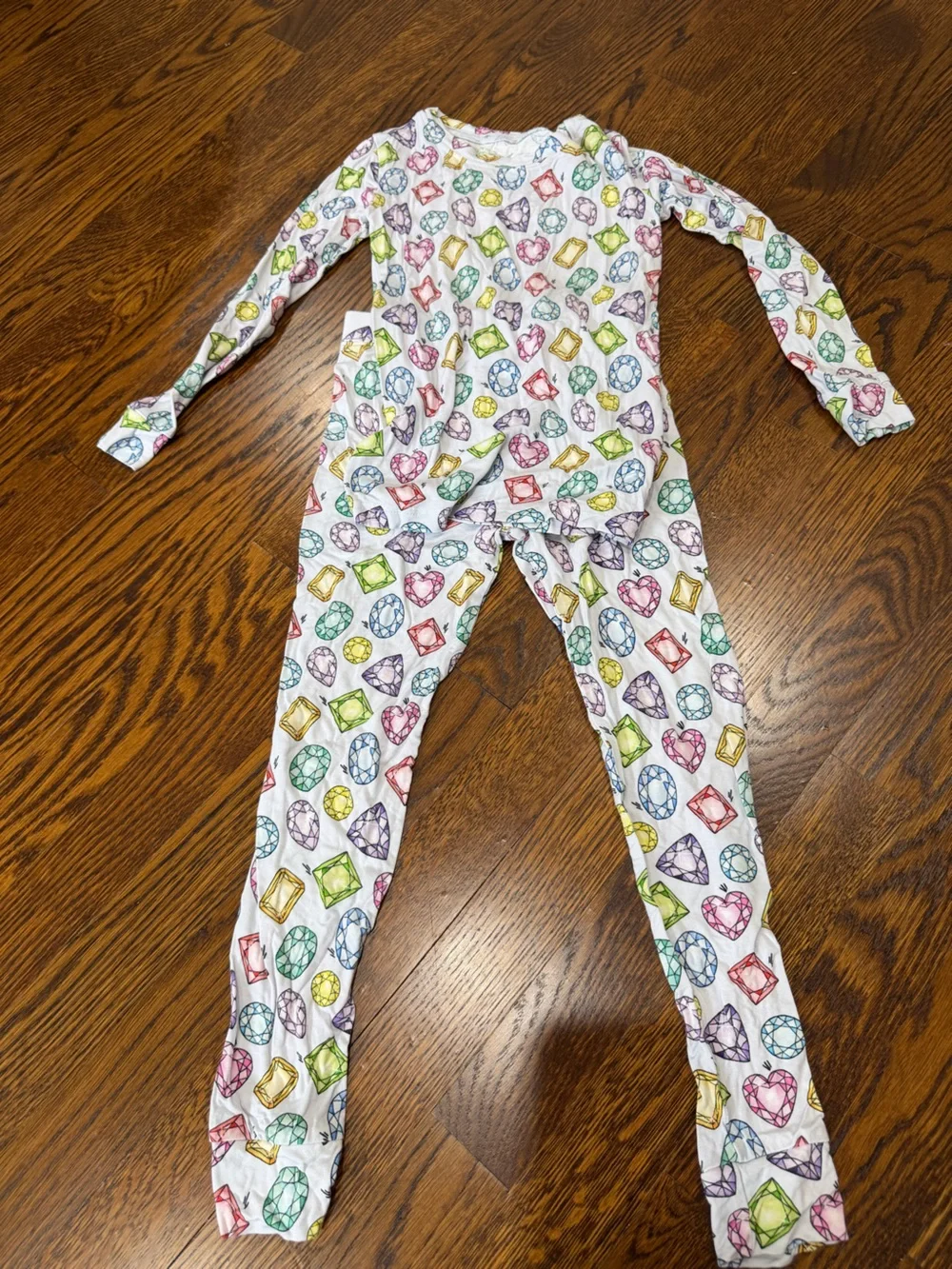 lev baby toddler Girls White Jewel Print Pajama Set, size 5/6T